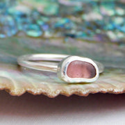 Ready To Wear Mauve Sea Glass Sterling Silver Stacking Ring